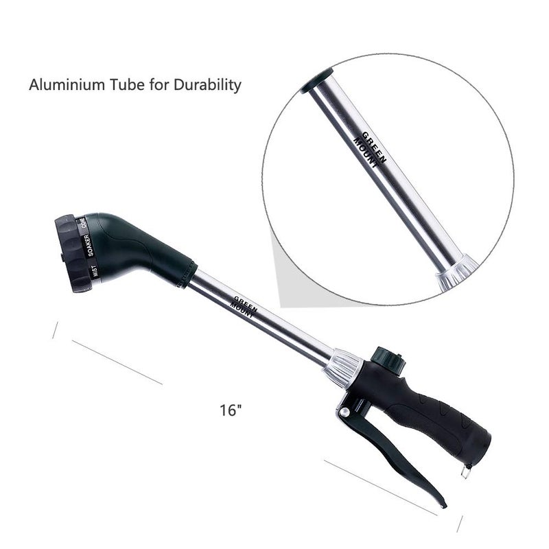 GREEN MOUNT Watering Wand 16-Inch, Heavy Duty Garden Wand with 8 Spray Patterns | Ergonomic & Lightweight for Easy Watering | Ideal for Hanging Baskets, Potted Plants, Window Boxesï¼ŒBlackish Green - Image 3